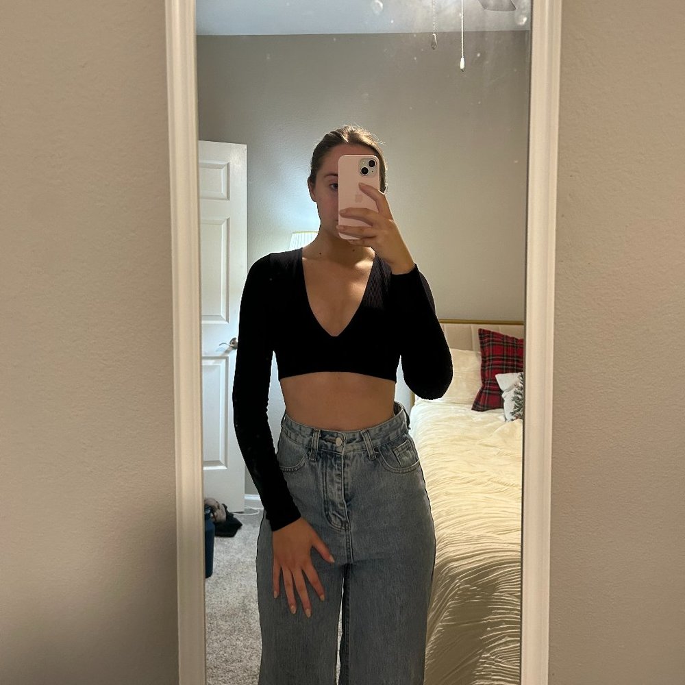 Garage Black Long Sleeved V Neck